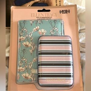 Ellen Tracy Mint Floral RFID Wallet & Passport Set